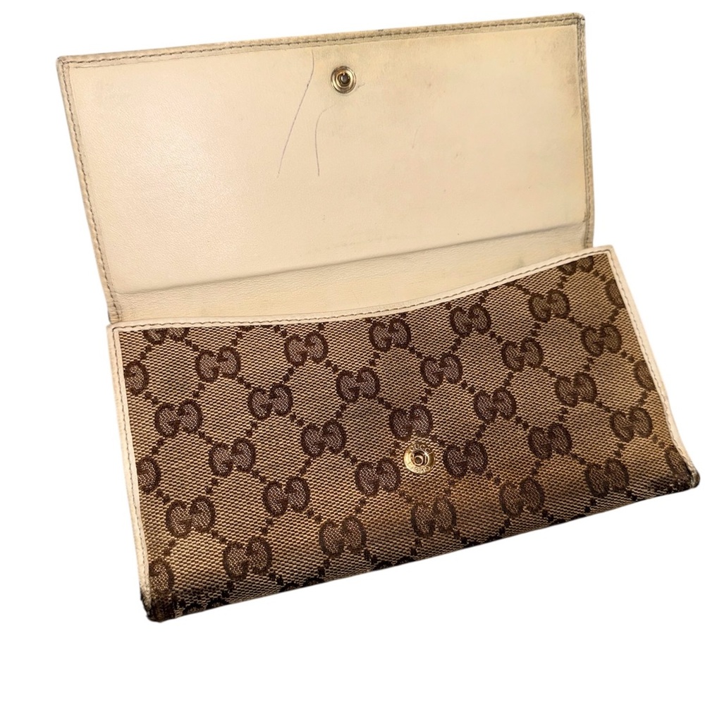 Authentic Gucci Brown Monogram Continental Wallet… - image 3